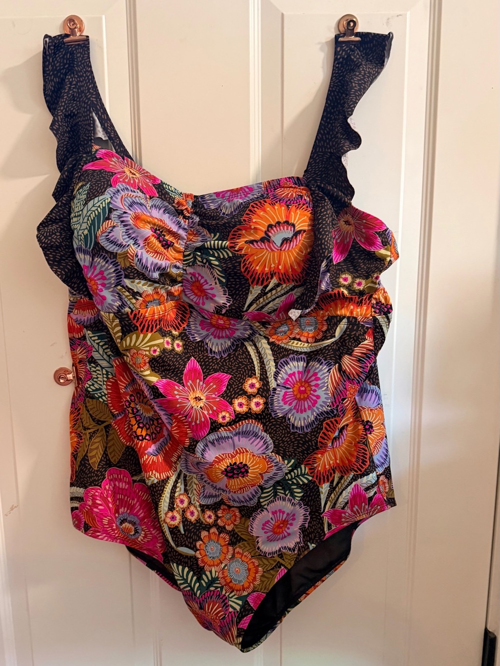 torrid Black One-Piece Swimsuit with Bright Floral Print